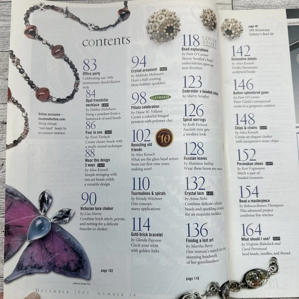 Bead & Button Magazine December 2003 10th Anniversary Jewelry‎ Making Craft